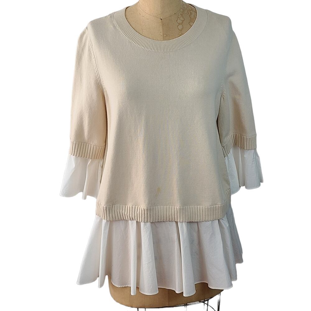 COS cream cotton sweater with cotton peplum and sleeves Small